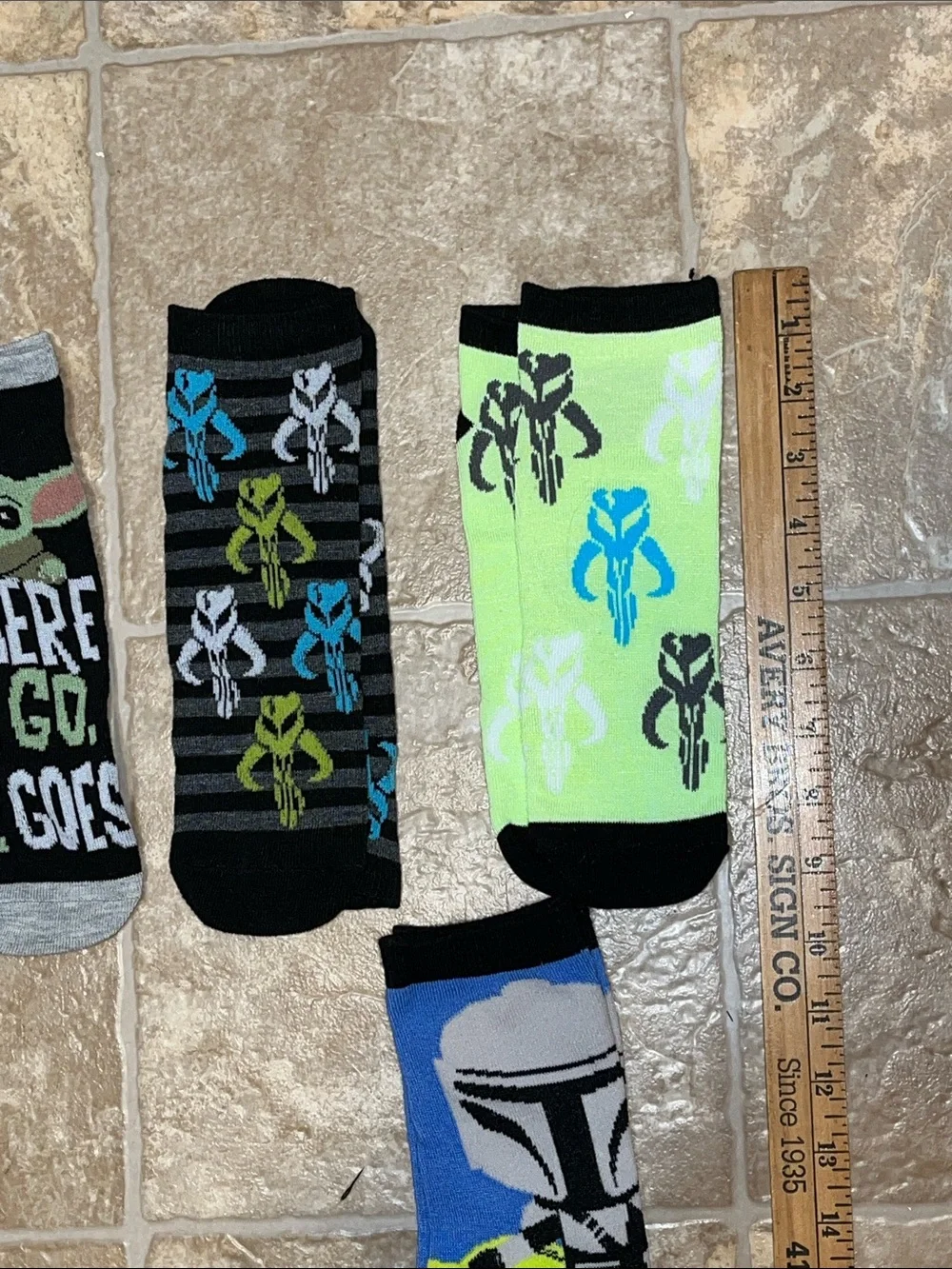 Star Wars Mandalorian & Grogu Crew Socks - Assorted Green, Black, Blue
